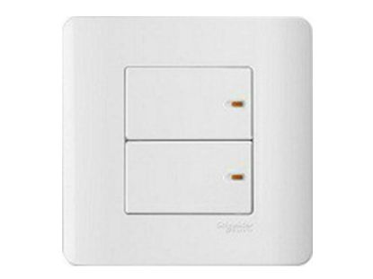 Ảnh của E8432_1_G19 - Bộ Công Tắc Đôi 1 Chiều 16AX Size 87x87mm Màu Trắng