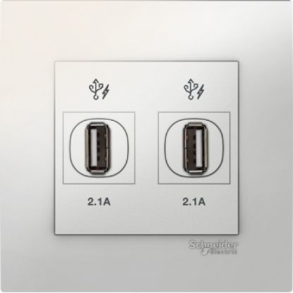 Ảnh của KB32USB_AS - Bộ Ổ Cắm USB 2Port 2.1A Size 86x86mm Màu Xám Bạc