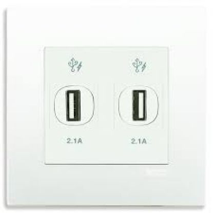 Ảnh của KB32USB_AS_G19 - Bộ Ổ Cắm USB 2Port 2.1A Size 86x86mm Màu Xám Bạc