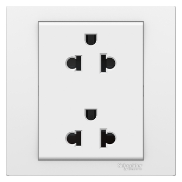 Ảnh của KB426UES2_WE_G19 - Bộ Ổ Cắm Đôi 3 Chấu 16A Size 86x86mm Màu Trắng