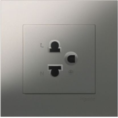 Ảnh của KB426UEST_AS_G19 - Bộ Ổ Cắm Đơn 3 Chấu 16A Size 86x86mm Màu Xám Bạc