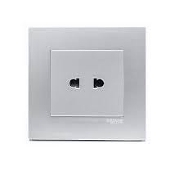 Ảnh của KB426US_AS - Bộ Ổ Căm Đơn 2 Chấu 10A Size 86x86mm Màu Xám Bạc