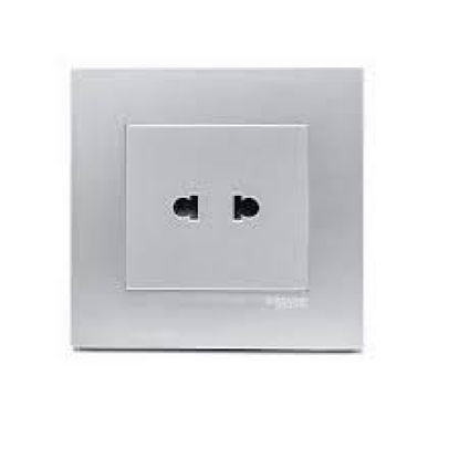 Ảnh của KB426US_AS - Bộ Ổ Căm Đơn 2 Chấu 10A Size 86x86mm Màu Xám Bạc