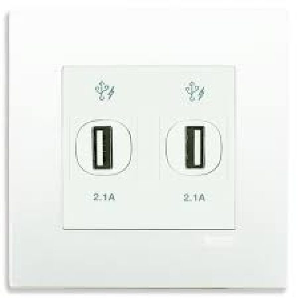 Ảnh của KB32USB_AS_G19 - Bộ Ổ Cắm USB 2Port 2.1A Size 86x86mm Màu Xám Bạc