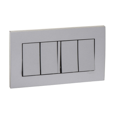 Ảnh của KB34S_1_AS_G19 - Bộ Công Tắc Bốn 1 chiều 16AX Size 86x86mm Màu Xám Bạc