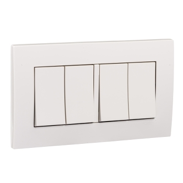 Ảnh của KB34S_1_WE_G19 - Bộ Công Tắc Bốn 1 chiều 16AX Size 86x86mm Màu Trắng