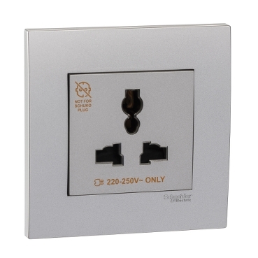 Ảnh của KB413S_AS_G19 - Bộ Ổ Cắm Đơn Đa Năng 3 Chấu 13A Size 86x86mm Màu Xám Bạc