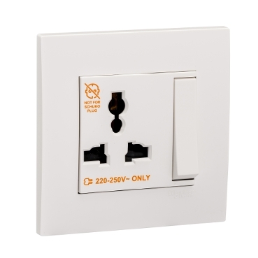 Ảnh của KB113LS_AS_G19 - Bộ Ổ Cắm Đơn Đa Năng Có Công Tắc Size 86x86mm Màu Xám Bạc