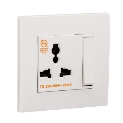 Ảnh của KB113LS_AS_G19 - Bộ Ổ Cắm Đơn Đa Năng Có Công Tắc Size 86x86mm Màu Xám Bạc