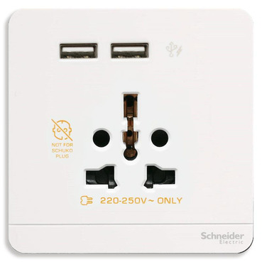 Ảnh của E8342616USB_WE_G19 - Bộ Ổ Cắm Đơn Đa Năng Và 2 Cổng Sạc USB 16A Màu Trắng