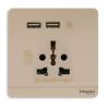 Ảnh của E8342616USB_WG_G19 - Bộ Ổ Cắm Đơn Đa Năng Và 2 Cổng Sạc USB 16A Màu Vàng Kim