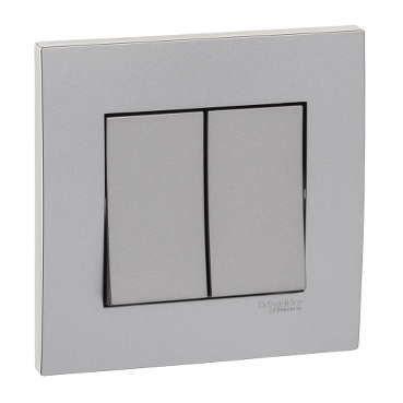 Ảnh của KB32_1_AS_G19 - Bộ Công Tắc Đôi 1 Chiều 16AX Size 86x86mm Màu Xám Bạc
