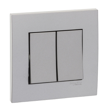Ảnh của KB32_AS_G19 - Bộ Công Tắc Đôi 2 Chiều 16AX Size 86x86mm Màu Xám Bạc