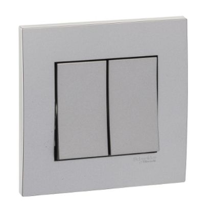 Ảnh của KB32_AS_G19 - Bộ Công Tắc Đôi 2 Chiều 16AX Size 86x86mm Màu Xám Bạc