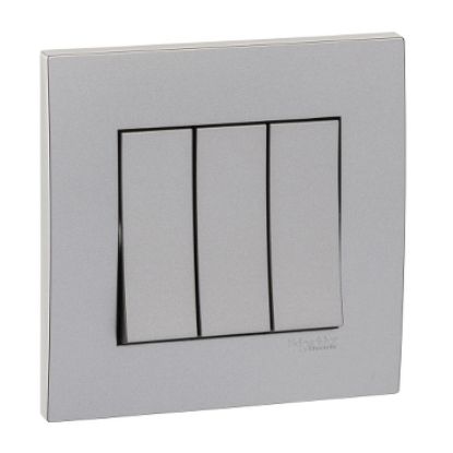 Ảnh của KB33_1_AS_G19 - Bộ Công Tắc Ba 1 chiều 16AX Size 86x86mm Màu Xám Bạc