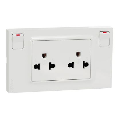 Ảnh của Bộ Ổ Cắm Đôi 3 Chấu Có Công Tắc An Toàn Schneider M3TS_SIS_WE Màu Trắng