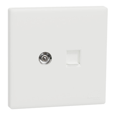 Ảnh của Ổ cắm Tivi và ô mạng Cat6e Schneider KBN32TV6_WE
